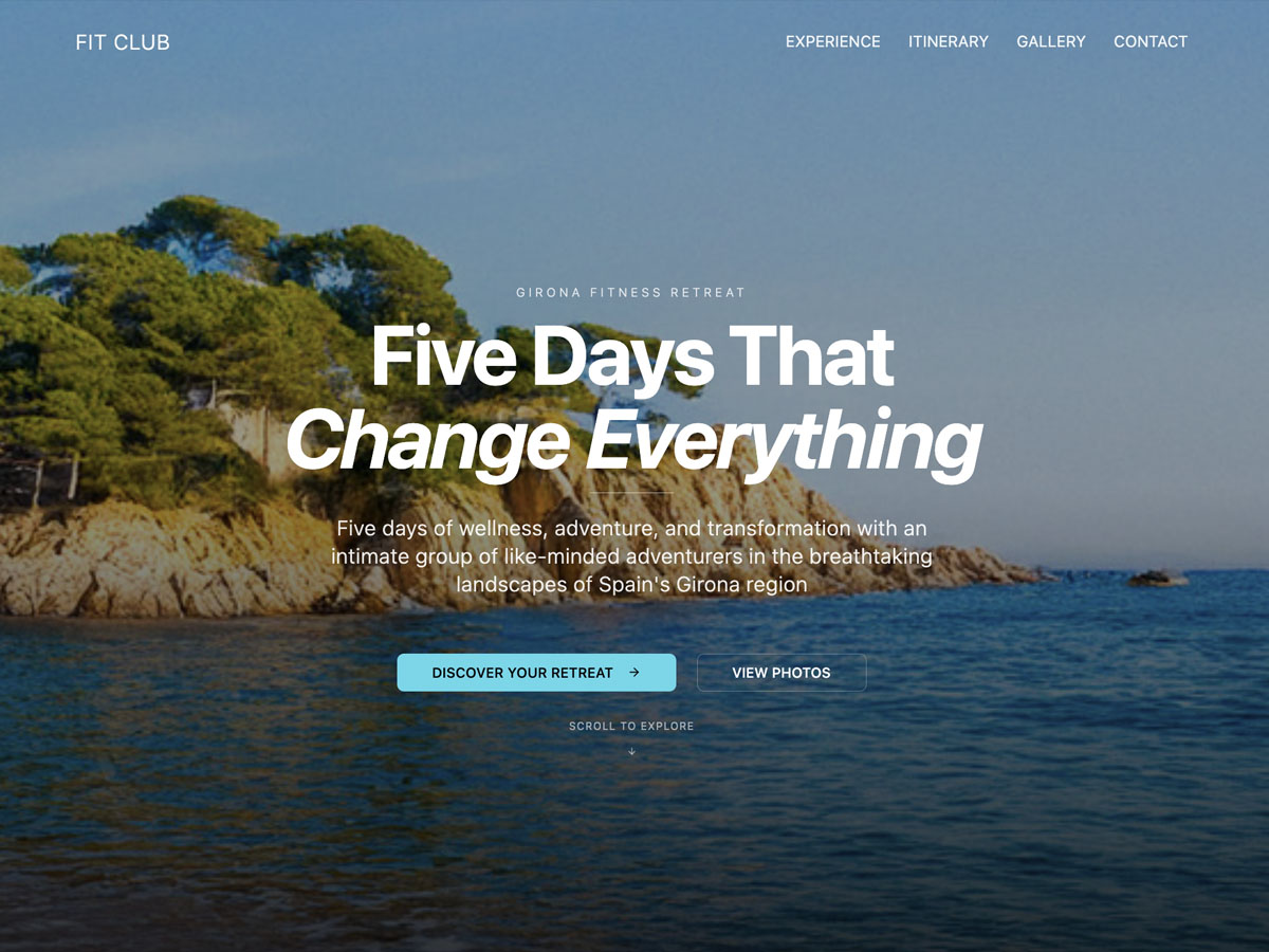 Holiday / Retreat Website - Fitness Retreats Girona